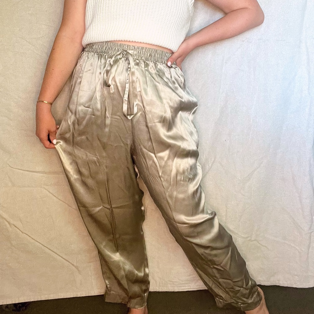 100% Silk Sage Green Lounge Pants 🌿